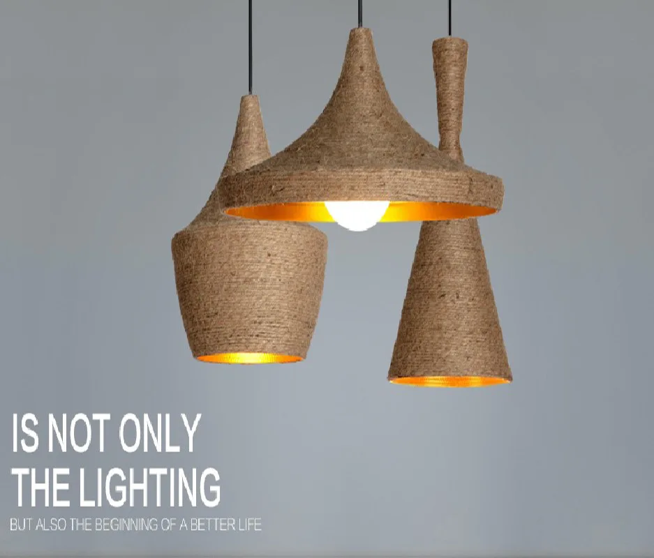 

Rope Pendant Lights Vintage Light Fixtures Rope Lamps Industrial Lamp Shades 1 2 3 Style Creative Pendant Lamps Lights