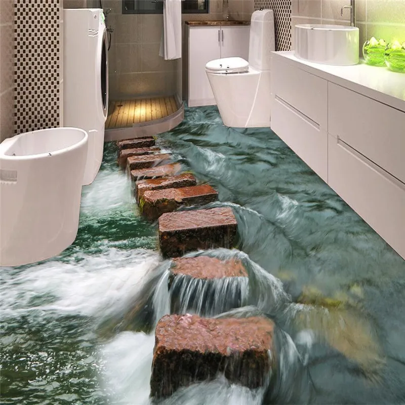beibehang bathroom kitchen 3d floor painting mural wallpaper non slip waterproof thickened self adhesive pvc wallpaper sticker - Heated Bathroom Floor beibehang bathroom kitchen 3d floor painting mural wallpaper non slip waterproof thickened self adhesive pvc wallpaper sticker - Heated Bathroom Floor