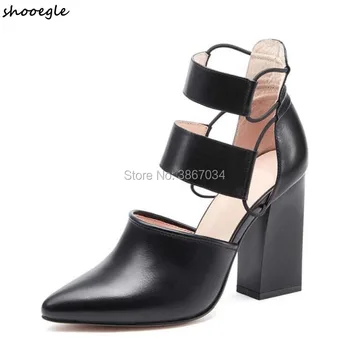 

SHOOEGLE Fashion Ladies Gladiator Ankle Boots Sandals Pointed Toe Block High Heels Rome Strappy Sandalias Summer Boots