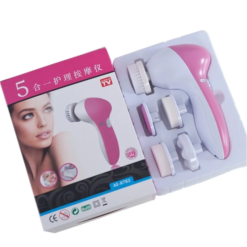 1 Набор 5-в-1 электрическая кисть для чистки лица устройство для очищения лица Очищение тела, очистяющий массажер мини косметический Массажер для кожи