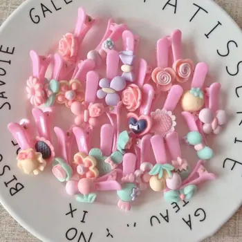

20PCS Fashion Pink Children Kids PVC Hair clip Headwear for baby girls Sweet Flower Girls Pretend Play Hair clips For Girls Kids