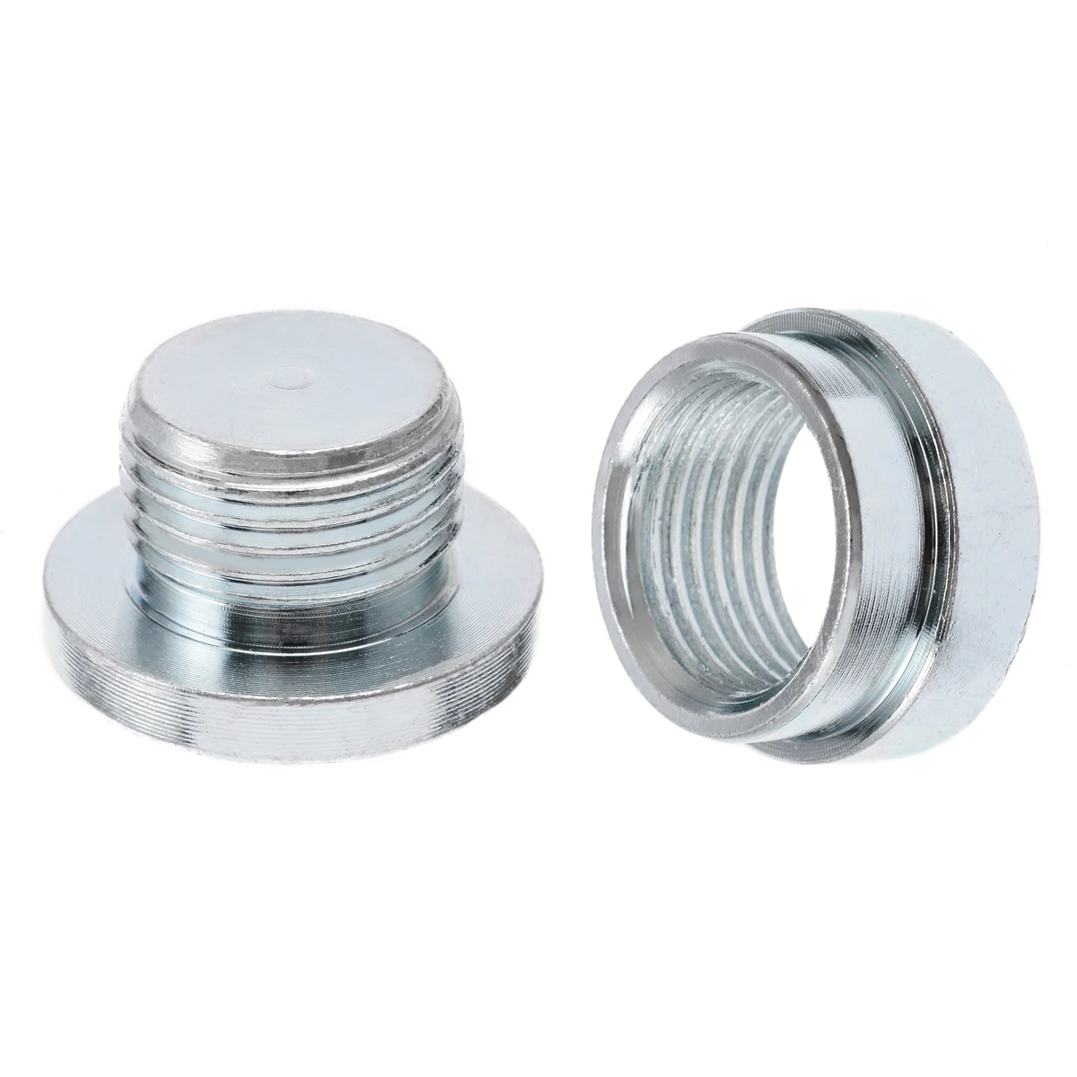 2pcs/set M18 x 1.5 O2 Oxygen Sensor Stainless Steel Weld On Bung Plug Nut Cap Kit Easy To Weld On