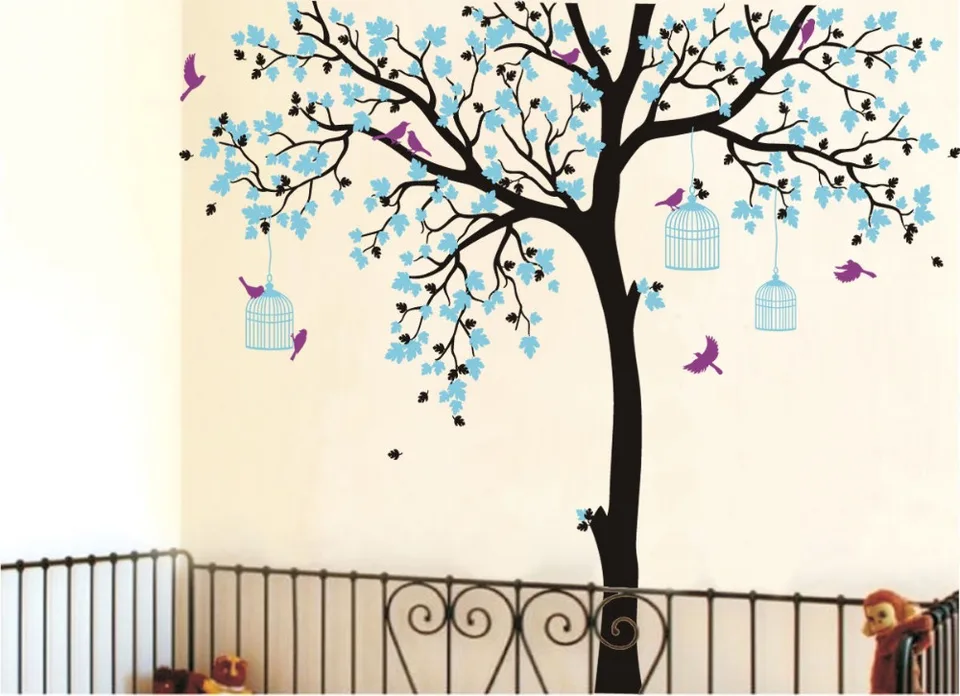 Bird Cage Tree Nursery Room Decor Baby Wall Decal Large Bird Cage Tree Nursery Room Decor Baby