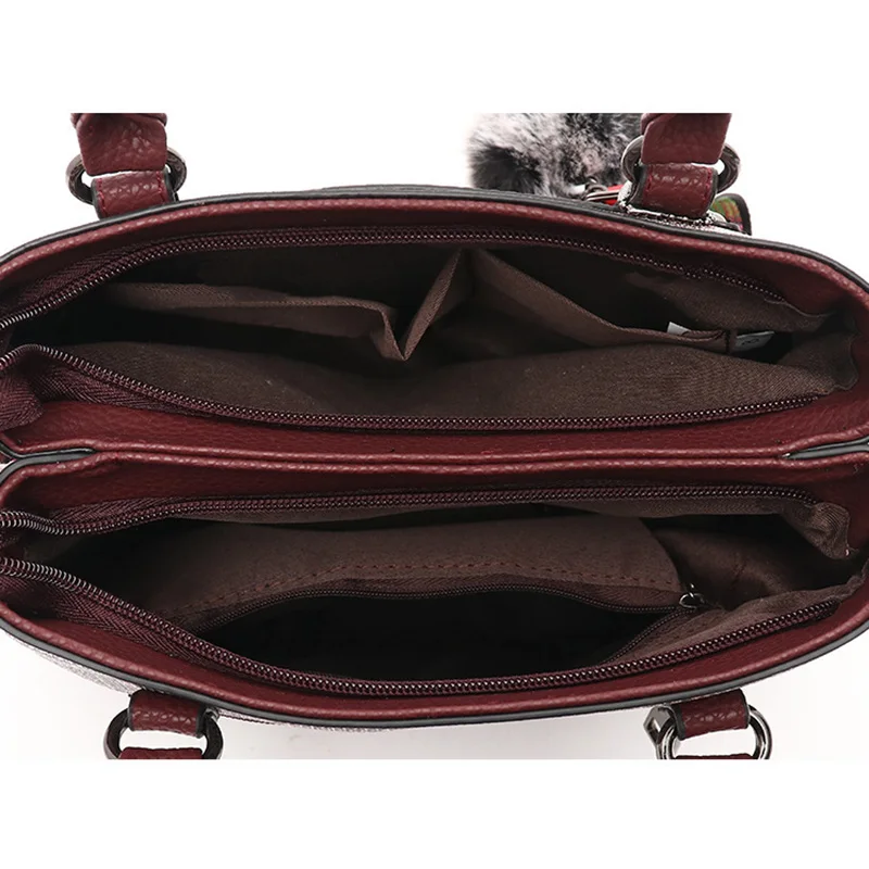 Женская кожаная сумка в клетку, женская сумка через плечо с помпонами, женская модная сумка-мессенджер, Сумка с верхней ручкой, сумка SS7256