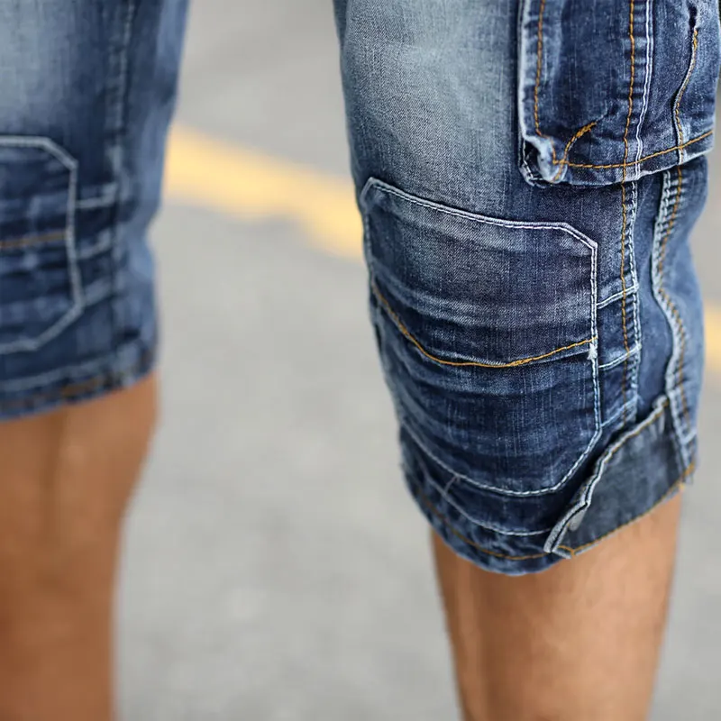 2018 New Fashion Retro Men's jeans Long section Cowhide pants Karge Pocket Casual jeans Men's Koose Sweatpants Size 29-38 40