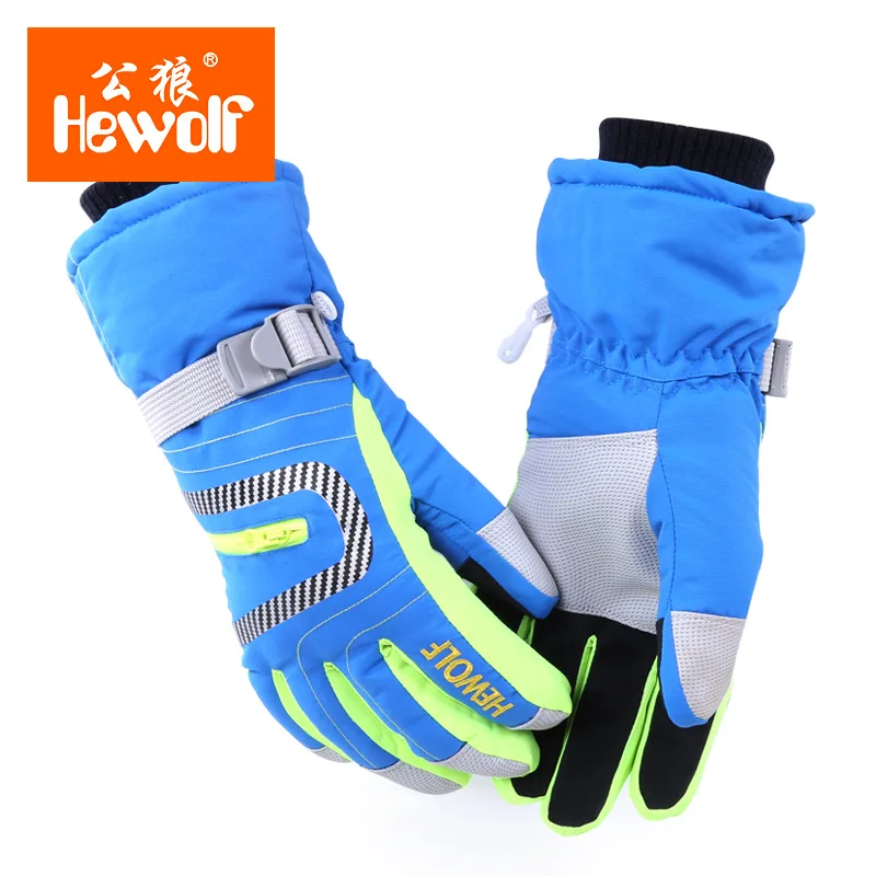 Hewolf лыжные перчатки толстые зимние толстые перчатки для верховой езды Водонепроницаемая Изоляция деление относится к мужчинам и женщинам общий узор