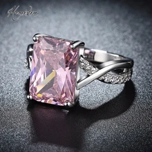 Модное женское кольцо серебристого цвета с розовым кубическим цирконием, Женское Обручальное кольцо, модное ювелирное изделие, бижутерия TFR342