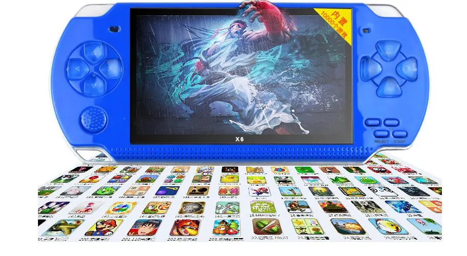 

New X6 8G 128bit 4.3 inch Handheld Game Console built in 10 simulators 10000 games support mp4 MP5 Ebook player Game Console