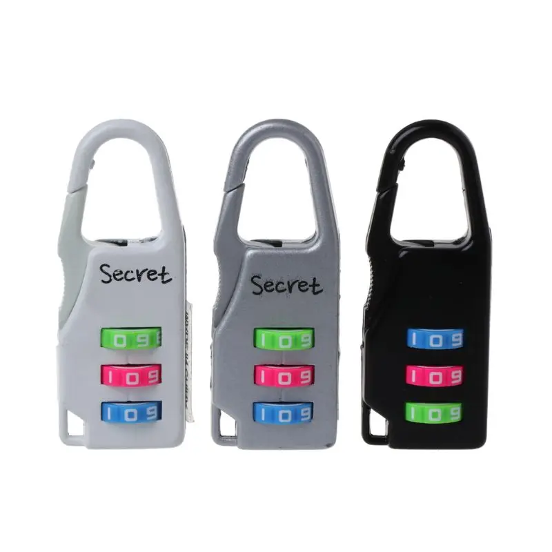 

3 Digit Combination Padlock 3 Colors Code Lock Travel Bag Security Parts Locks