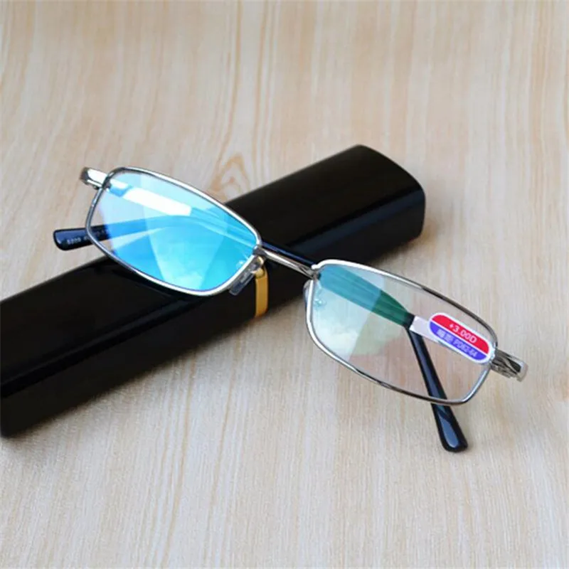Стеклянная оптическая линза для мужчин и женщин, очки для чтения от 1,0 до 4,0, чехол для ручки, цветная Металлическая оправа, очки для глаз es 043 - Цвет оправы: Metal Color