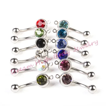 

HENGKE Jewelry Steel Belly bar Navel Button Fashion Body Piercing Jewelry Chain 14G With O ring for pendant Dangle 316l Surgical