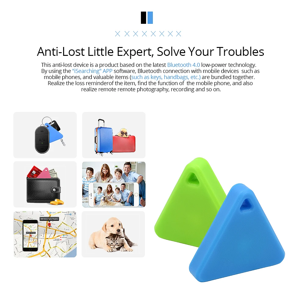 TISHRIC Hot Key Finder Wallet Dog Cat kids GPS locator anti lost keychain Smart Search Bluetooth Tracker Tag itag Keyfinder (10)