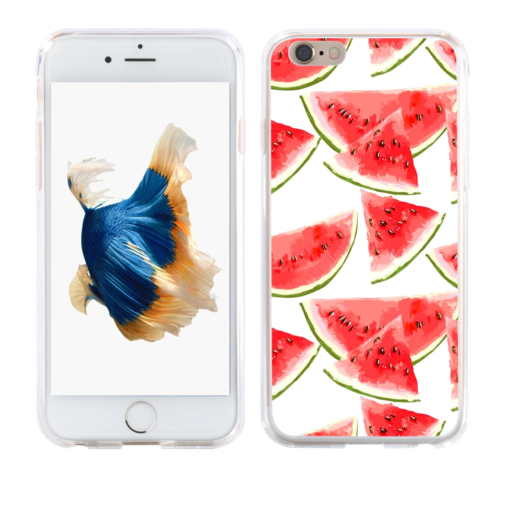 Watermelon Print Phone Case Cover for iPhone 7 8 X for Samsung S6 S7 for Huawei P9 Plus -in Half