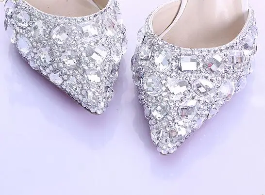 Летние женские свадебные туфли на высоком каблуке; белые свадебные туфли из двух частей с вырезами и стразами; Хрустальный Браслет; разноцветная обувь с кристаллами