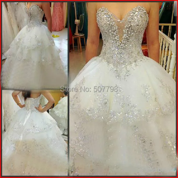 Real Sample Strapless Crystals White Ball Wedding Bridal Gown Dress Real Sample Strapless Crystals White Ball Wedding Bridal Gown Dress Stone Vestidos De Novia 2016 In Dresses From Weddings Events On Aliexpress