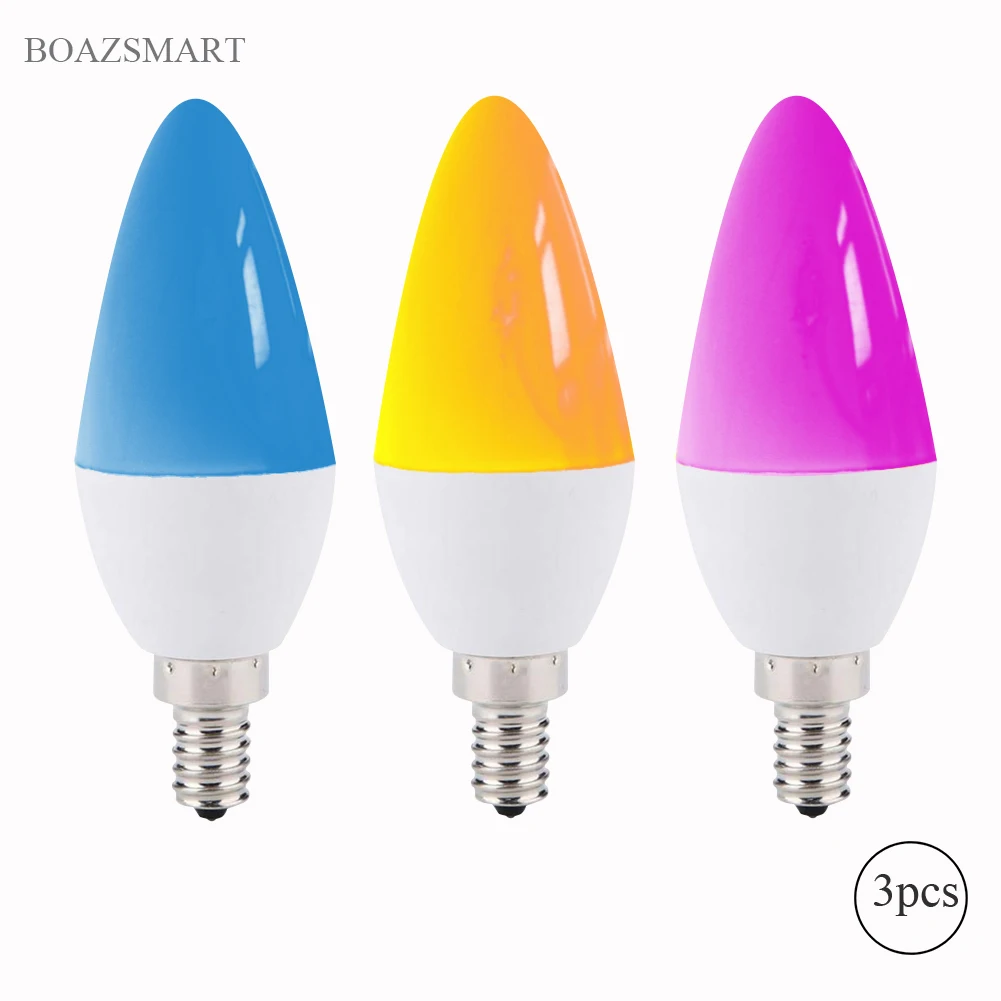 BOAZ-EC Smart E14 база свеча свет светодиодная лампа Wi-Fi Голосовое управление от Alexa/Google