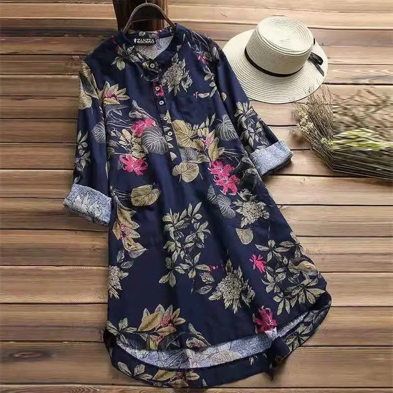 

Fanco Plus Size Shirt Women Floral Blouse Female Casual Button Shirts Vintage Linen Blusas Bohemian Tops Chemise
