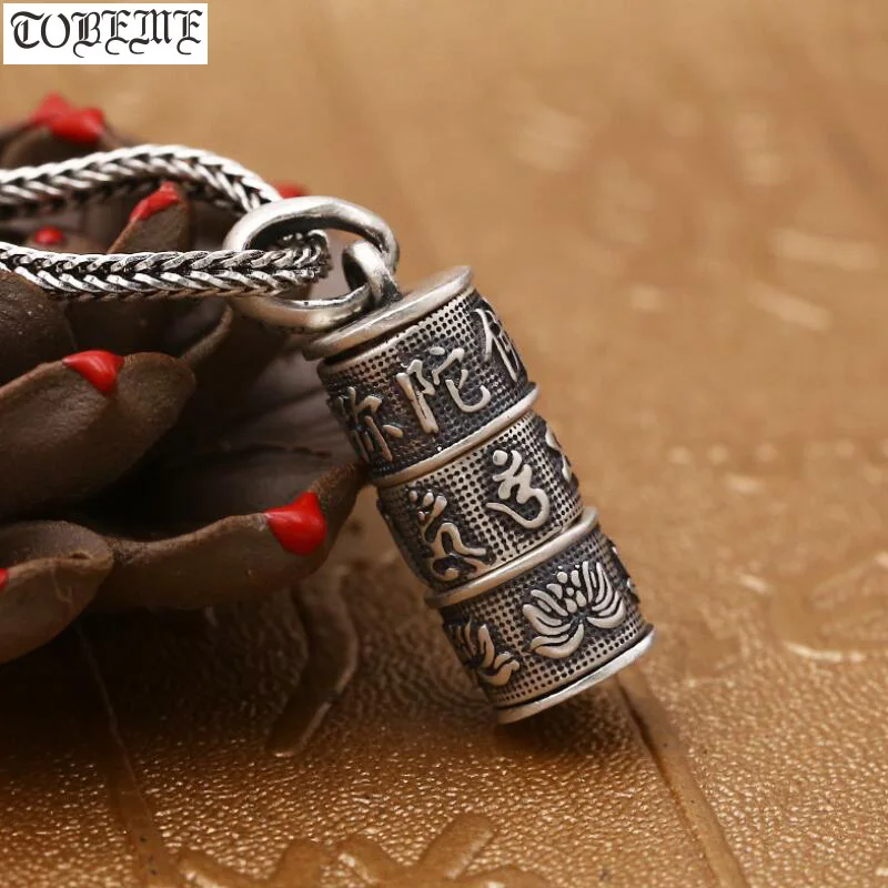 Vintage 100% 990 Silver Tibetan Six Words Proverb Gau Box Pendant Buddhist OM Mantra Prayer Amulet | Украшения и аксессуары