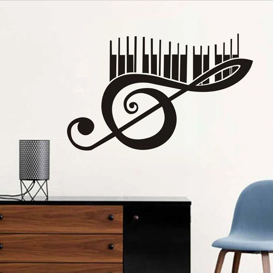Piano Music Note Wall Decals Vinyl Removable Art Murals Creative Wall