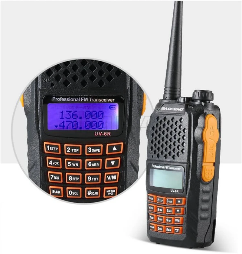 BaoFeng UV-6R UV 6R двухстороннее радио портативная рация Pofung 5 Вт 128CH UHF/VHF Двухдиапазонный обработанный трансивер