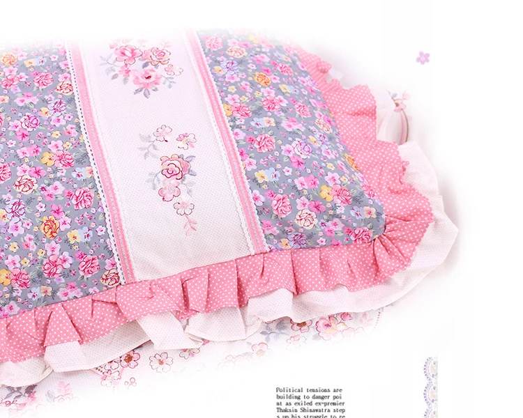 Perfect LACE ROUND Corner Bed Europe Orange color Flower Bedding sets Cotton Round Double Bed sheet Duvet cover Pillow case Bedskirt 48