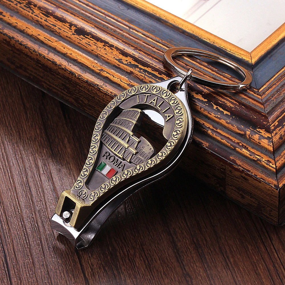 Vicney Italy Roma Keychain Vintage Antique Bronze Colosseum Building