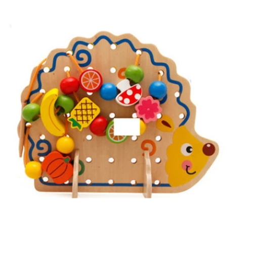 82pcs Cute beaded toy hedgehog wooden math toys for kids 2-4 years old baby brinquedos wood montessori Educational toy fun games