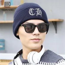 Теплые зимние шапки для мужчин, вязаные шерстяные шапочки, повседневная Кепка, уличная, для верховой езды, защита ушей, мужские, Skullies Gorro, двухслойные, TEENYOO