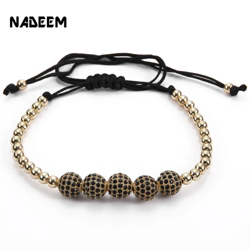 

3 Color For You Choose Copper Ball With Crystal Weave Braided Bead Bracelet For MEN Gift RB1395