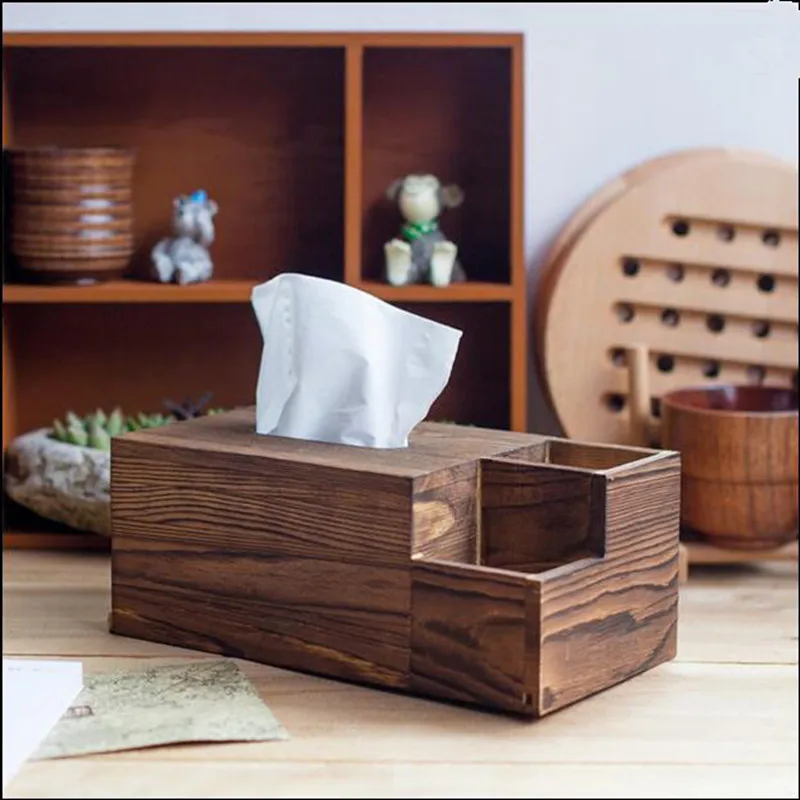 Wooden Tissue Box Storage Box Retro Classic Tissue Container Multi