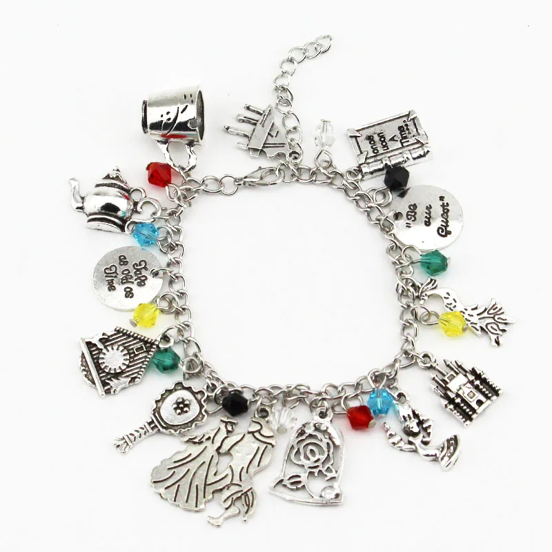 

Beauty and the Beast Diy Charm Bracelet Cup Kettle Beast Prince and Belle Princess Bracelets For Women Fashion Jewelry Gifts