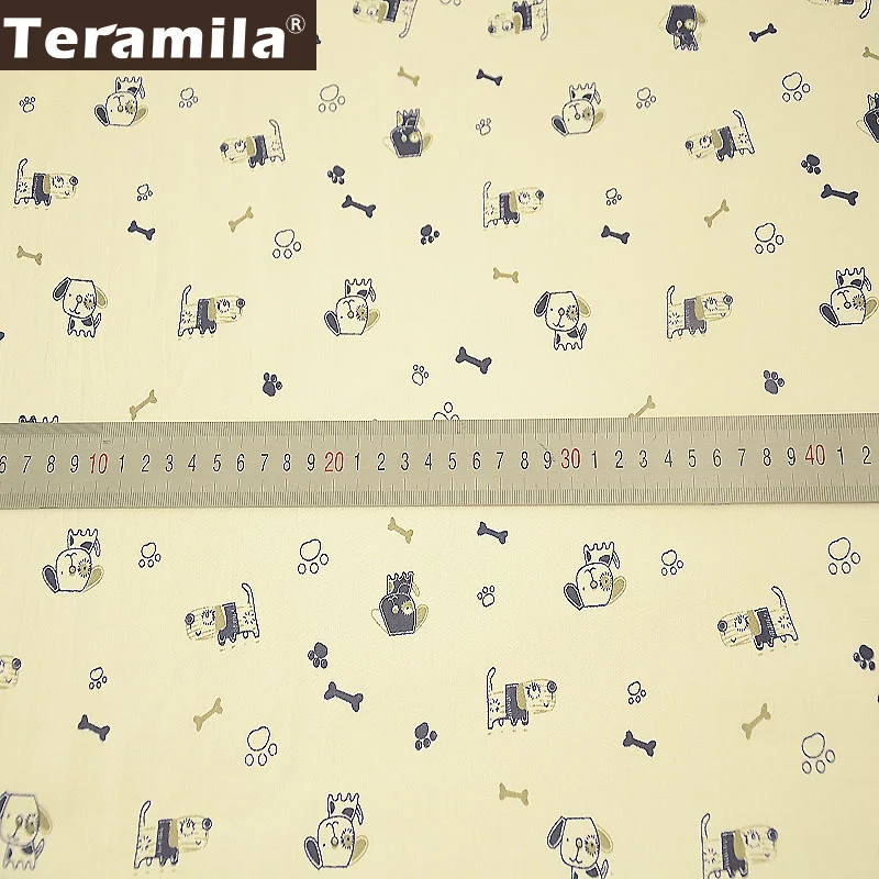 Teramila Tissu хлопок бежевый швейный тканевый измеритель ткани Telas Лоскутные постельные принадлежности ткань мультфильм собаки дизайн Tecido