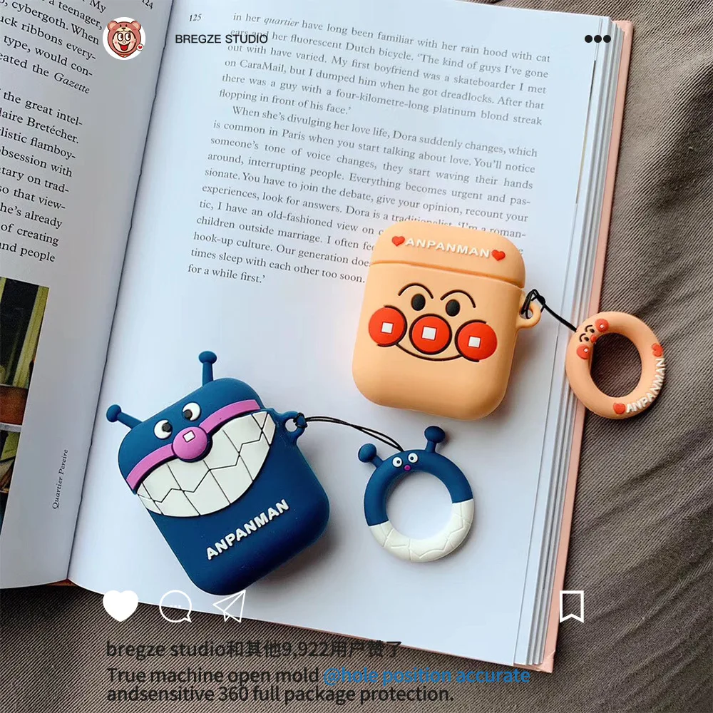 

Cartoon Anpanman Doll keychain Earphone Case For Apple Airpods Headset Box Accessories Silicone Cover