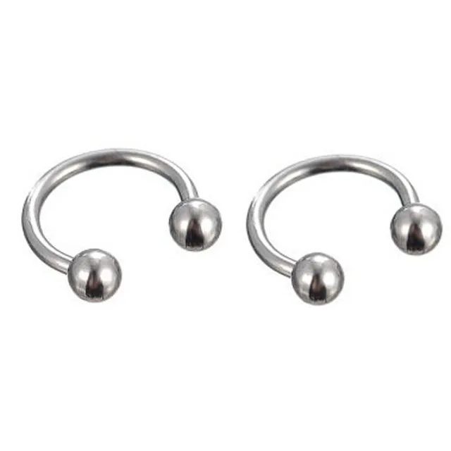 2PCS Stainless Steel Crystal Nose Studs Hooks Nose Rings Body Piercing
