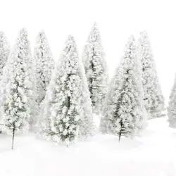 Упаковка из 10 моделей сосновые миниатюрные деревья белый снег Зимний лес железная дорога война игра пейзаж OO