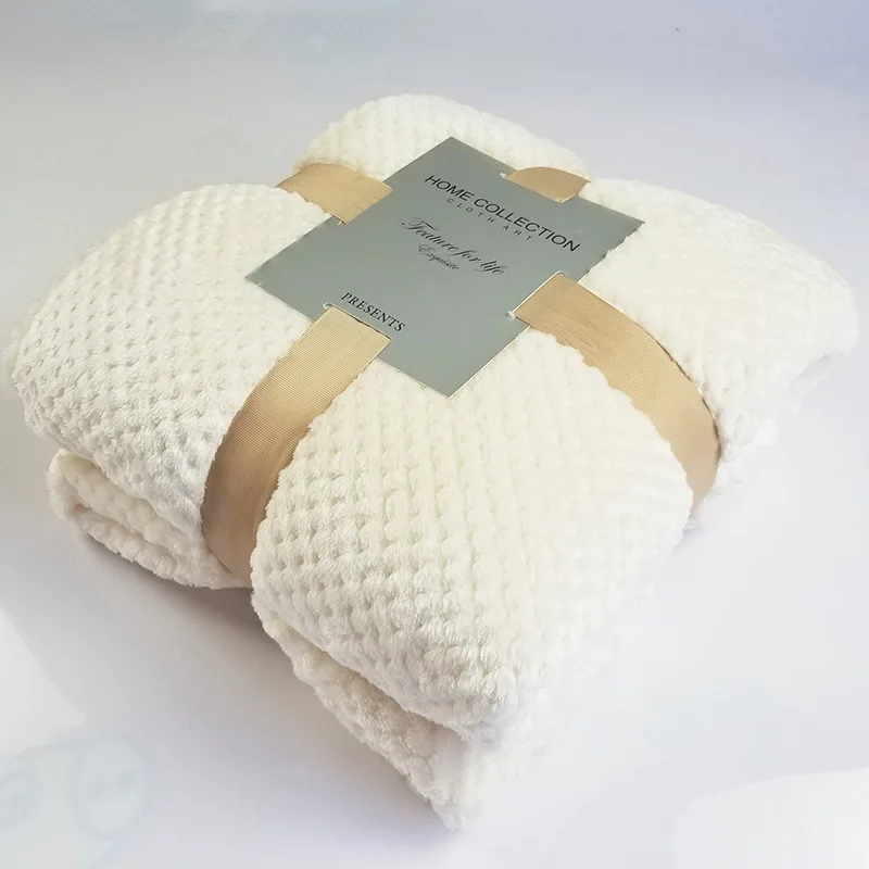 Простое однотонное Сетчатое серое одеяло модное белое Коралловое Флисовое одеяло с ананасом удобное розовое плюшевое одеяло до колена BD105A