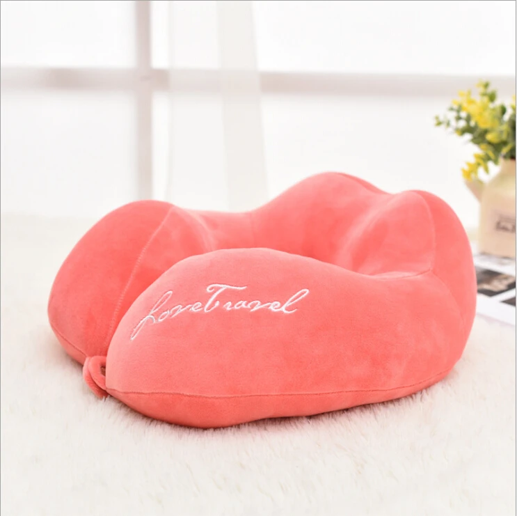 Модная u-образная подушка для поддержки шеи с эффектом памяти, подушка для путешествий, воздушная подушка для сна, подушка для головы - Цвет: Розовый