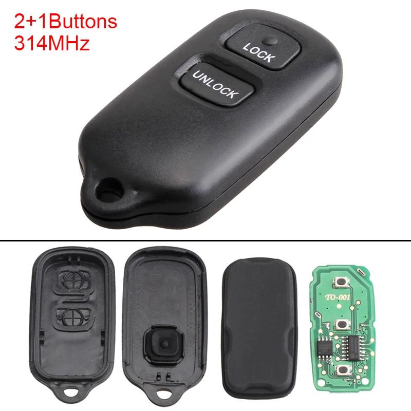 

314MHz 2+1 Buttons Keyless Uncut Car Remote Key Fob Shell HYQ12BAN HYQ12BBX for 2000-2008 Toyota