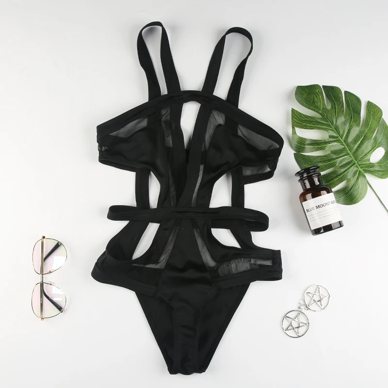 HYH HAOYIHUI Hollow Out Transparent Patchwork Black Short Rompers V Neck Sleeveless Summer Beach Sexy Women Bodysuits HYH HAOYIHUI Hollow Out Transparent Patchwork Black Short Rompers V Neck Sleeveless Summer Beach Sexy Women Bodysuits