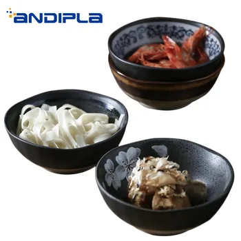 

4.75 Inch Japanese-style Rice Bowl Ceramic Vintage Dessert Soup Container Ramen Bowls Kitchen Accessories Tableware Dinnerware