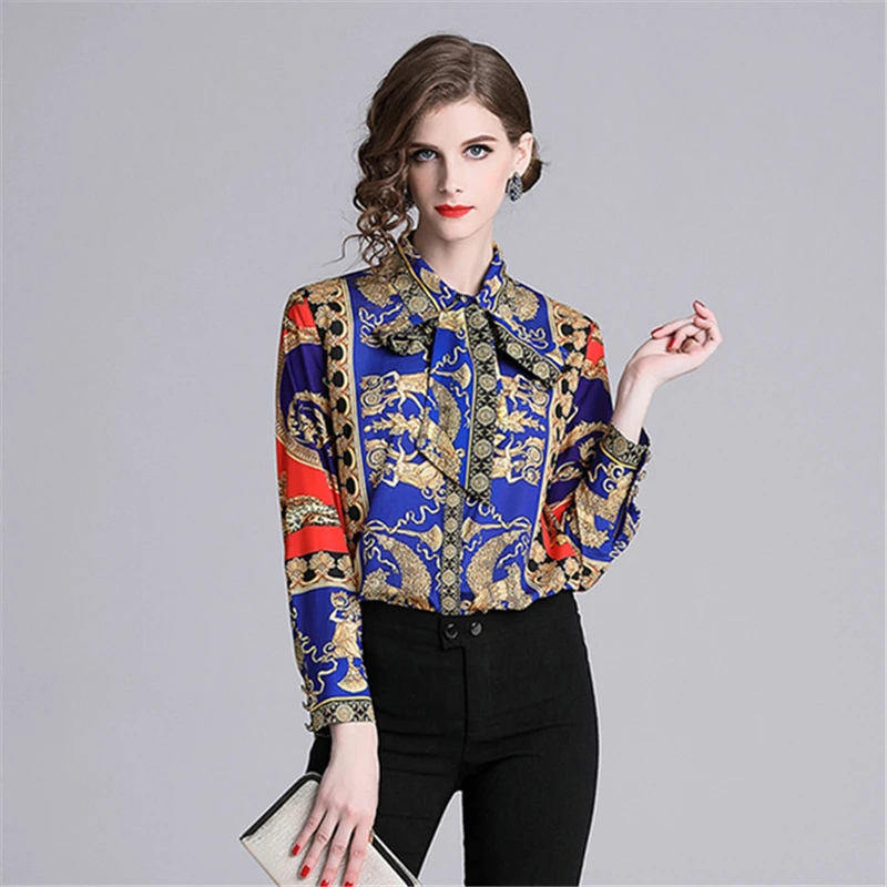 Encogimiento clímax Asado Calidad mujer moda 2019 pasarela diseñador camisa manga larga Mujer Vintage  Blusa Tops señoras Oficina camisas Blusa femenina|Blusas y camisas| -  AliExpress