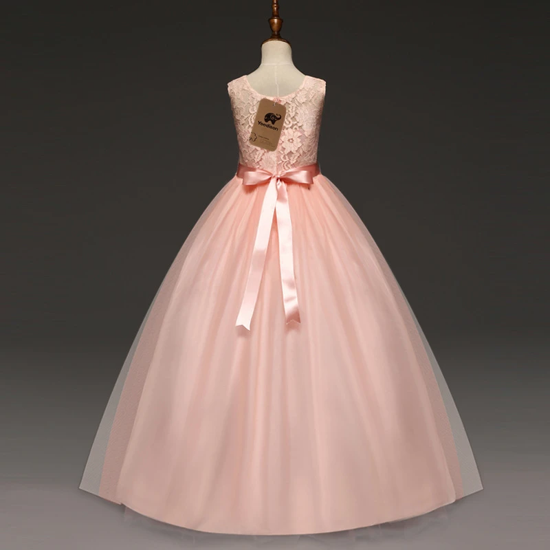 2018 Flower Girls Dress Elegant Children Wedding Gown Long Party Kids Lace Princess Dresses For Girls Teenage Costumes 14 Years (5)