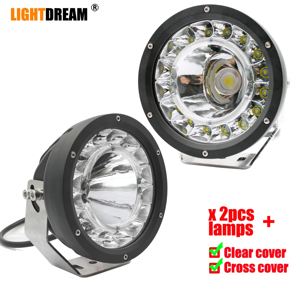 

Round 142W Led Off road lights 12500 Lumens IP67 7" inch 142W Car lights With High Low beam Halo Ring x2pcs Free Shipping