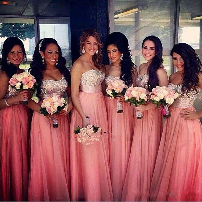 peach wedding bridesmaid dresses