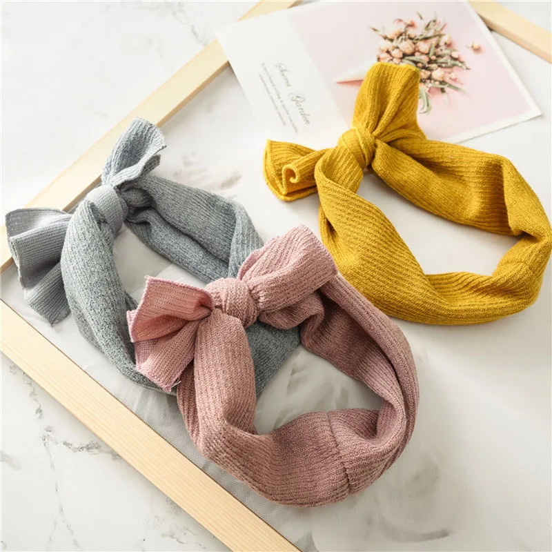 Cute Baby Girl Headbands Knitted Newborn Baby Bows Haarband Turban Head Warm head band Infant Toddler Hair band Bebes Acessorios