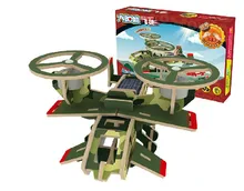 Educational toy science and technology green solar plane 3d jigsaw puzzle assembly model wooden creative game