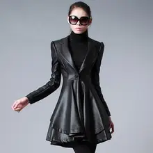 Осенне-зимнее корейское длинное пальто с большим шерстяным воротником из искусственной кожи большого размера, тонкое женское пальто с регулируемой талией