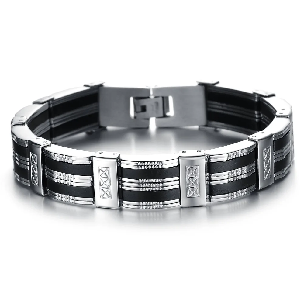 

FATE LOVE Fashion men's Jewelry Boy Man Bracelet wristlet Bangles Silicone + Stainless steel
