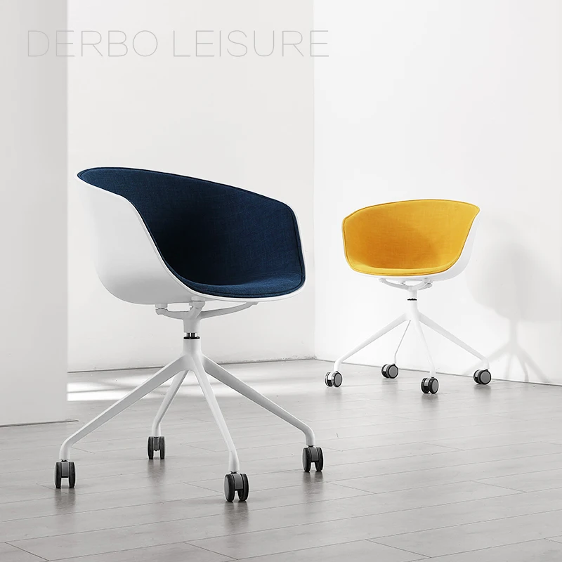 

Fashion Modern Classic Design Popular Plastic Metal Swivel Office Computer Upholstered soft cover Seat Study Chair W Wheel 1pc
