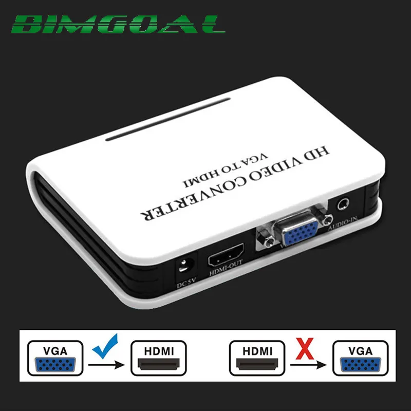 

Portable Plug and play Mini VGA to HDMI Converter With Audio VGA2HDMI 1080P Adapter Connector For Projector PC Laptop to HDTV